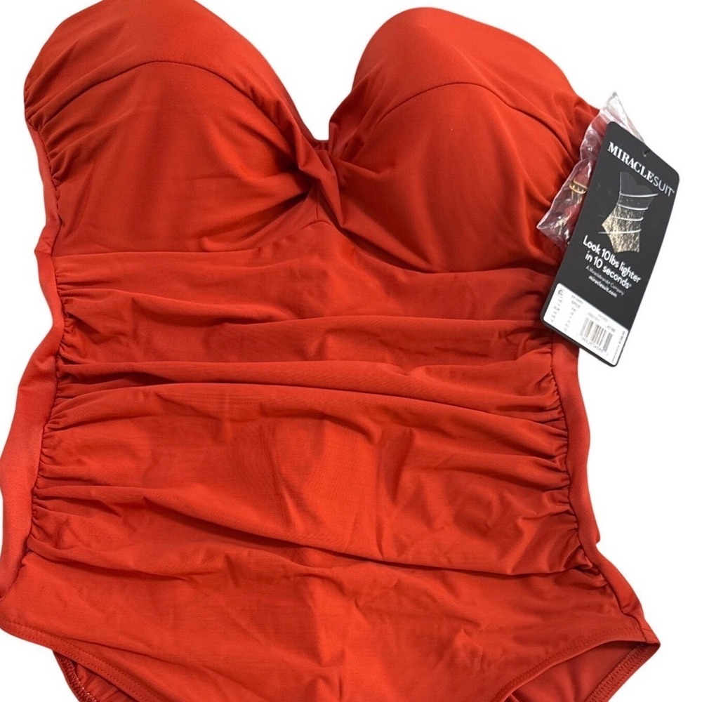 Miraclesuit Slimming Strapless Optional Bathing Suit Spice Orange Size 14 NWT - Picture 5 of 9